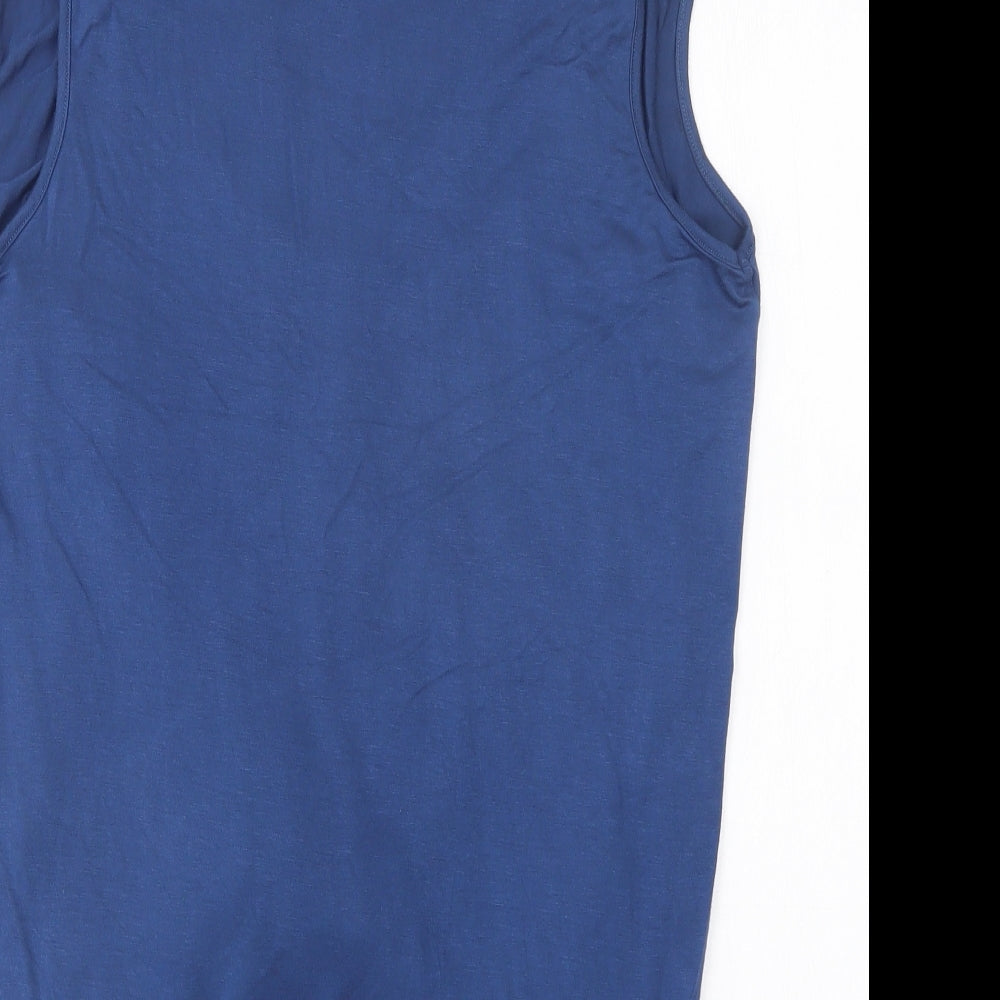Cha Cha Vente Womens Blue  Viscose Basic Blouse Size L Scoop Neck