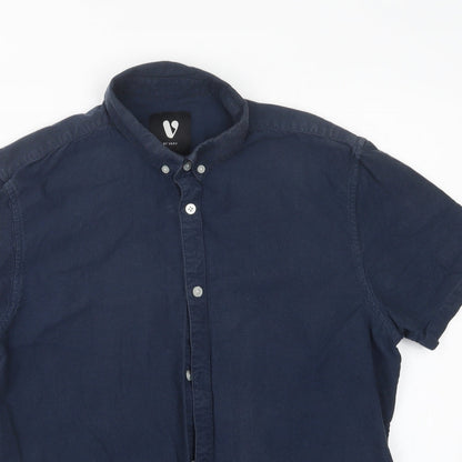 Very Mens Blue  Cotton  Button-Up Size M Collared Button
