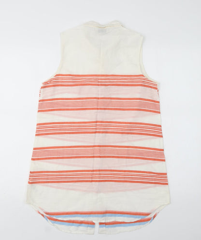 Papaya Womens White Striped Cotton Basic Button-Up Size 8 Collared