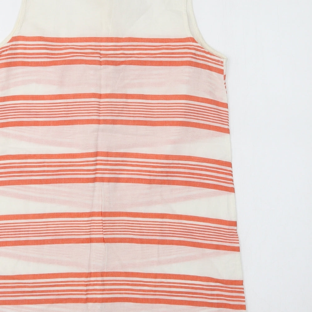 Papaya Womens White Striped Cotton Basic Button-Up Size 8 Collared