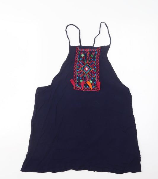 Papaya Womens Blue  Viscose Basic Tank Size M Square Neck