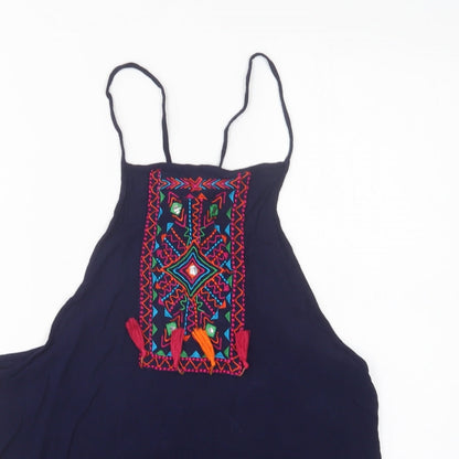 Papaya Womens Blue  Viscose Basic Tank Size M Square Neck