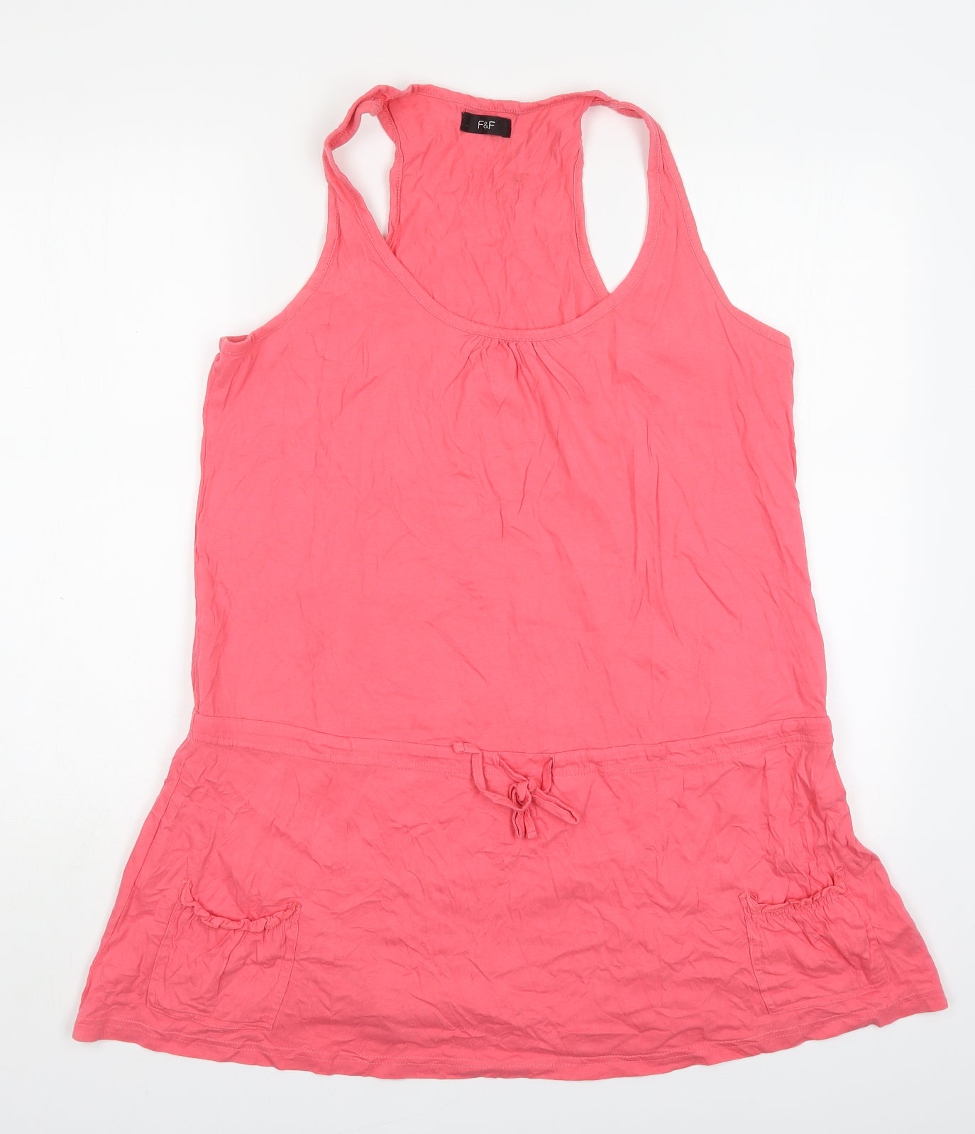 F&F Womens Pink  Cotton Basic Tank Size L Round Neck
