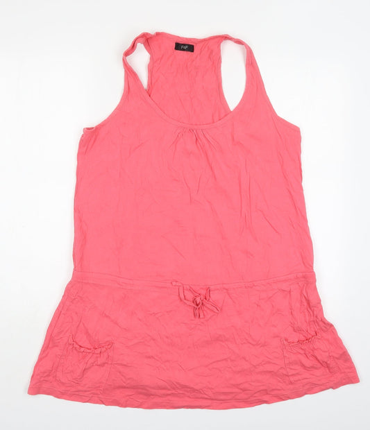 F&F Womens Pink  Cotton Basic Tank Size L Round Neck
