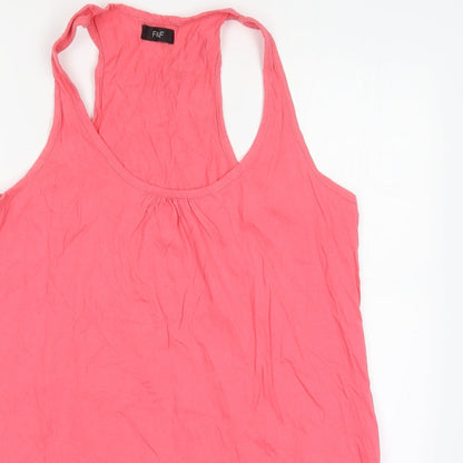 F&F Womens Pink  Cotton Basic Tank Size L Round Neck