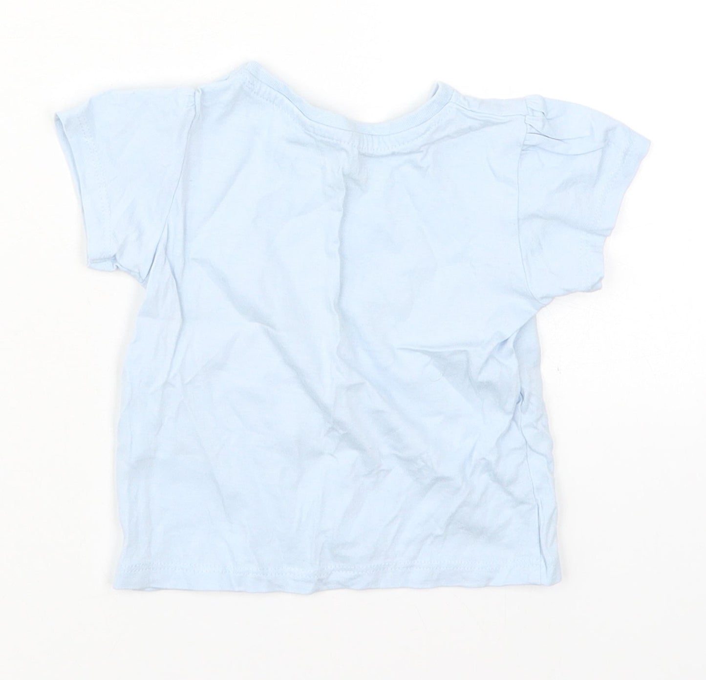 Primark Baby Blue  Cotton Basic T-Shirt Size 9-12 Months Crew Neck Pullover - Good Vibes