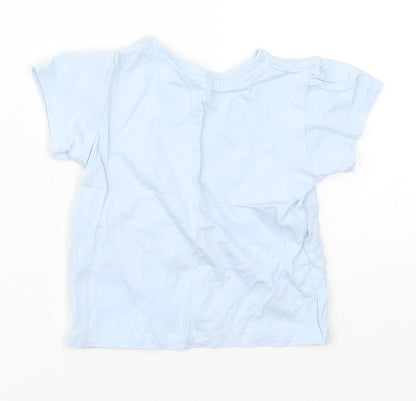 Primark Baby Blue  Cotton Basic T-Shirt Size 9-12 Months Crew Neck Pullover - Good Vibes