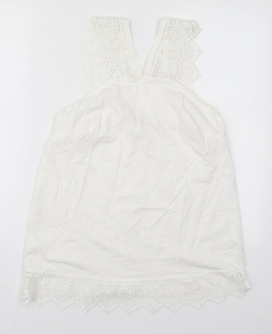 Papaya Womens White  Cotton Basic Tank Size 14 V-Neck