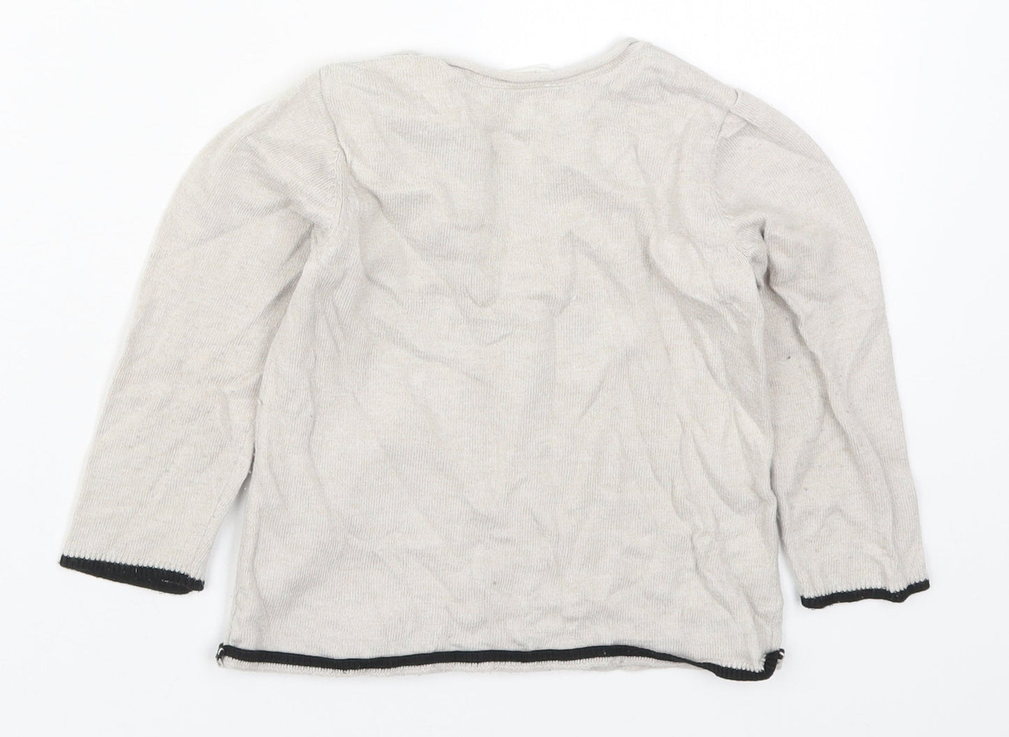 H&M Girls Beige Round Neck  Cotton Pullover Jumper Size 2 Years  Pullover - Bear