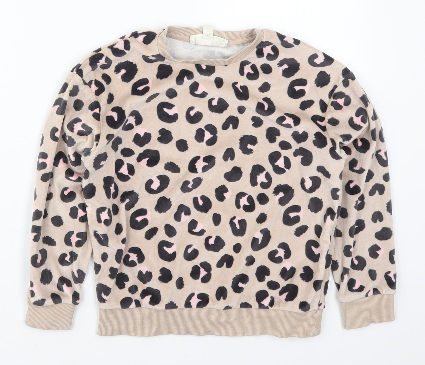 Marks and Spencer Girls Brown Animal Print Polyester Top Pyjama Top Size 8-9 Years  Pullover