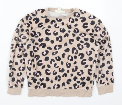 Marks and Spencer Girls Brown Animal Print Polyester Top Pyjama Top Size 8-9 Years  Pullover