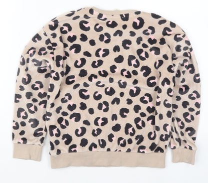 Marks and Spencer Girls Brown Animal Print Polyester Top Pyjama Top Size 8-9 Years  Pullover