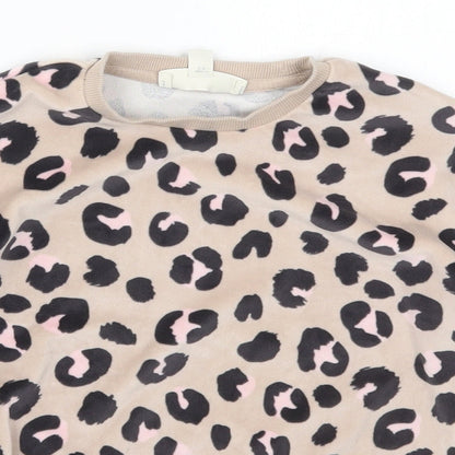 Marks and Spencer Girls Brown Animal Print Polyester Top Pyjama Top Size 8-9 Years  Pullover