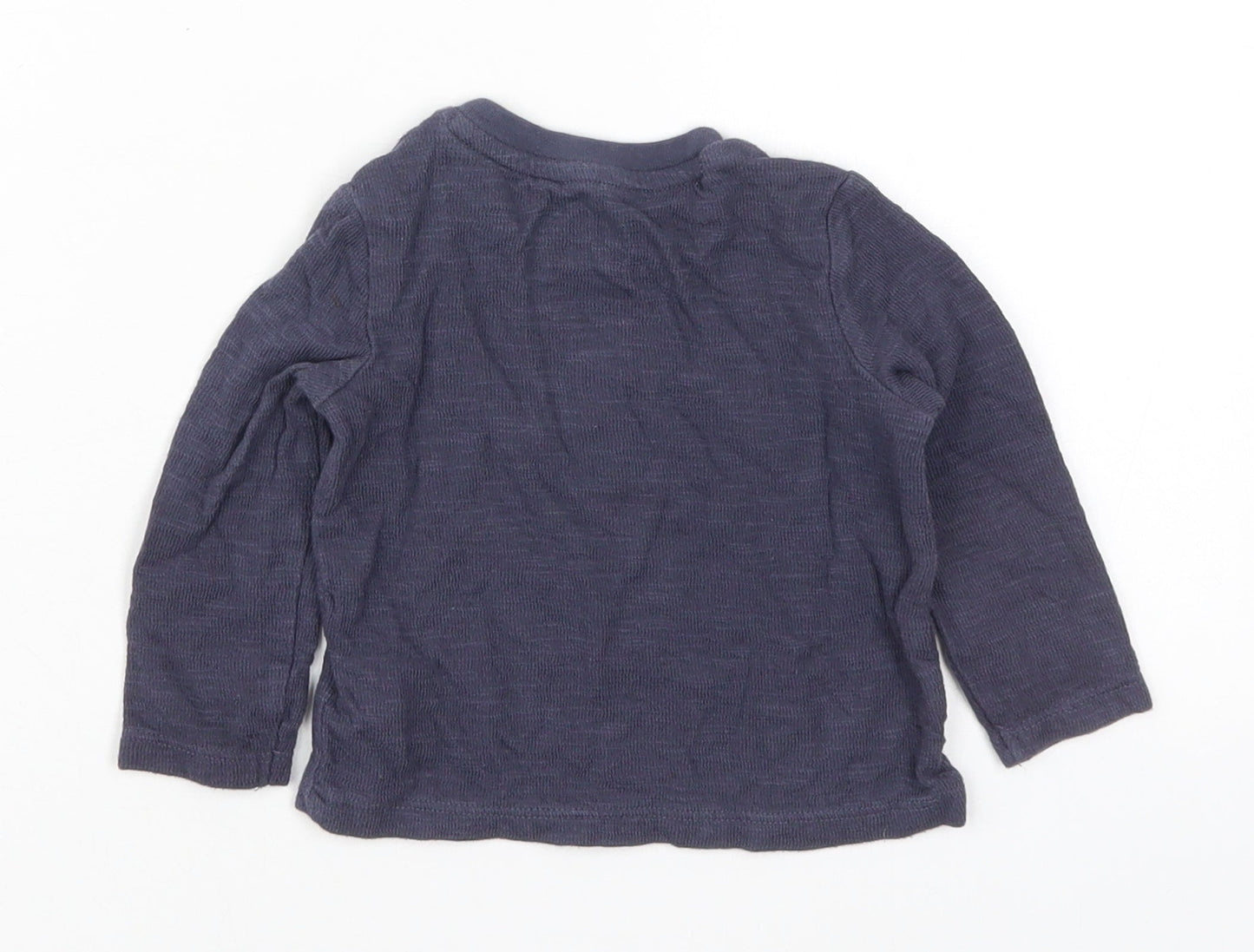 Fred & Flo Boys Blue  Cotton Basic T-Shirt Size 6-9 Months Crew Neck Pullover - Little But Amazing