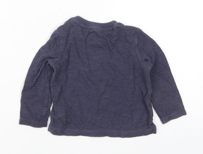 Fred & Flo Boys Blue  Cotton Basic T-Shirt Size 6-9 Months Crew Neck Pullover - Little But Amazing