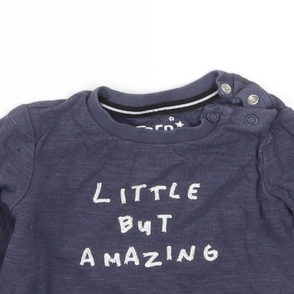 Fred & Flo Boys Blue  Cotton Basic T-Shirt Size 6-9 Months Crew Neck Pullover - Little But Amazing