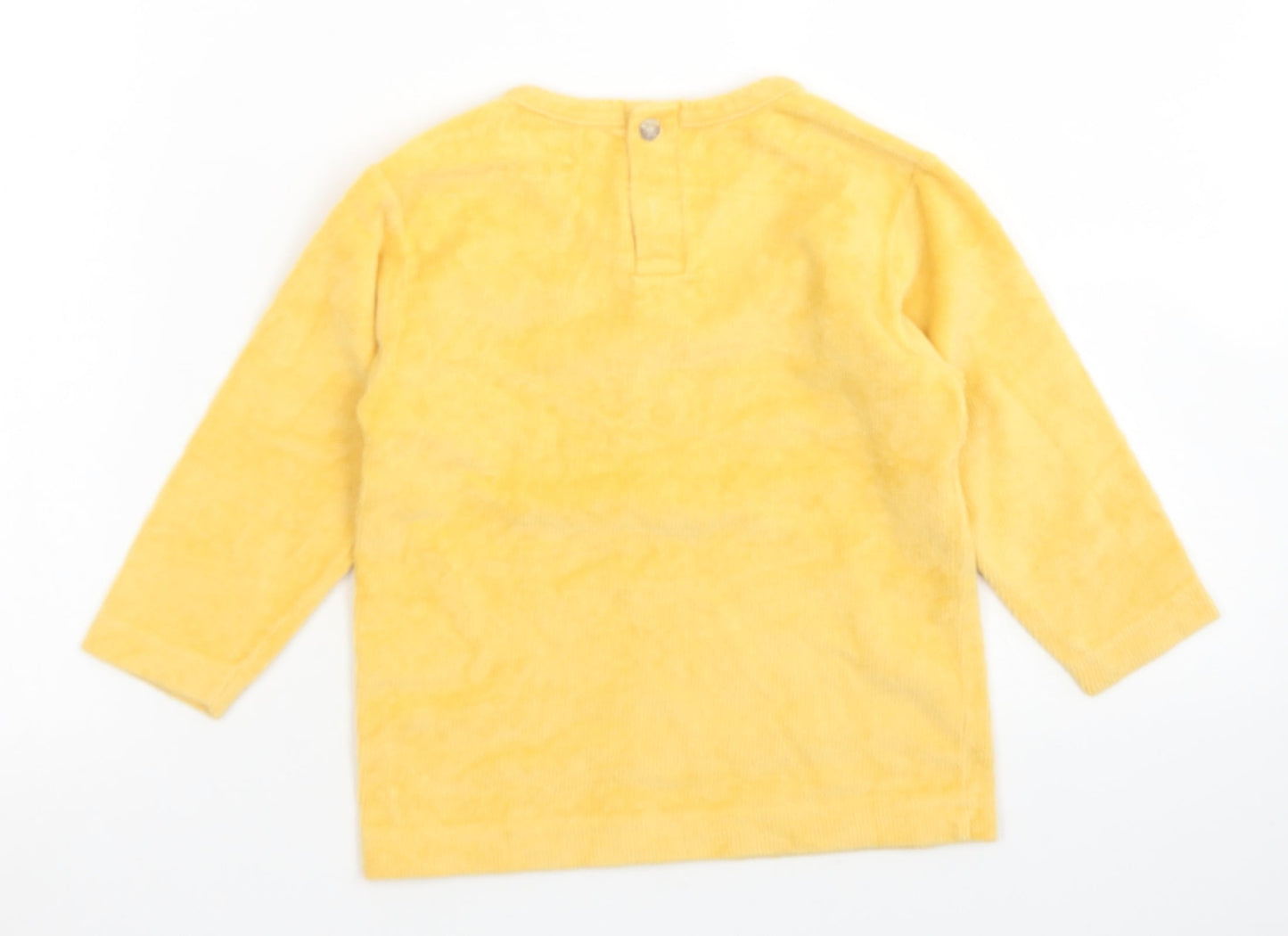 Kids Minis Girls Yellow  Cotton Basic T-Shirt Size 3 Years Crew Neck Button