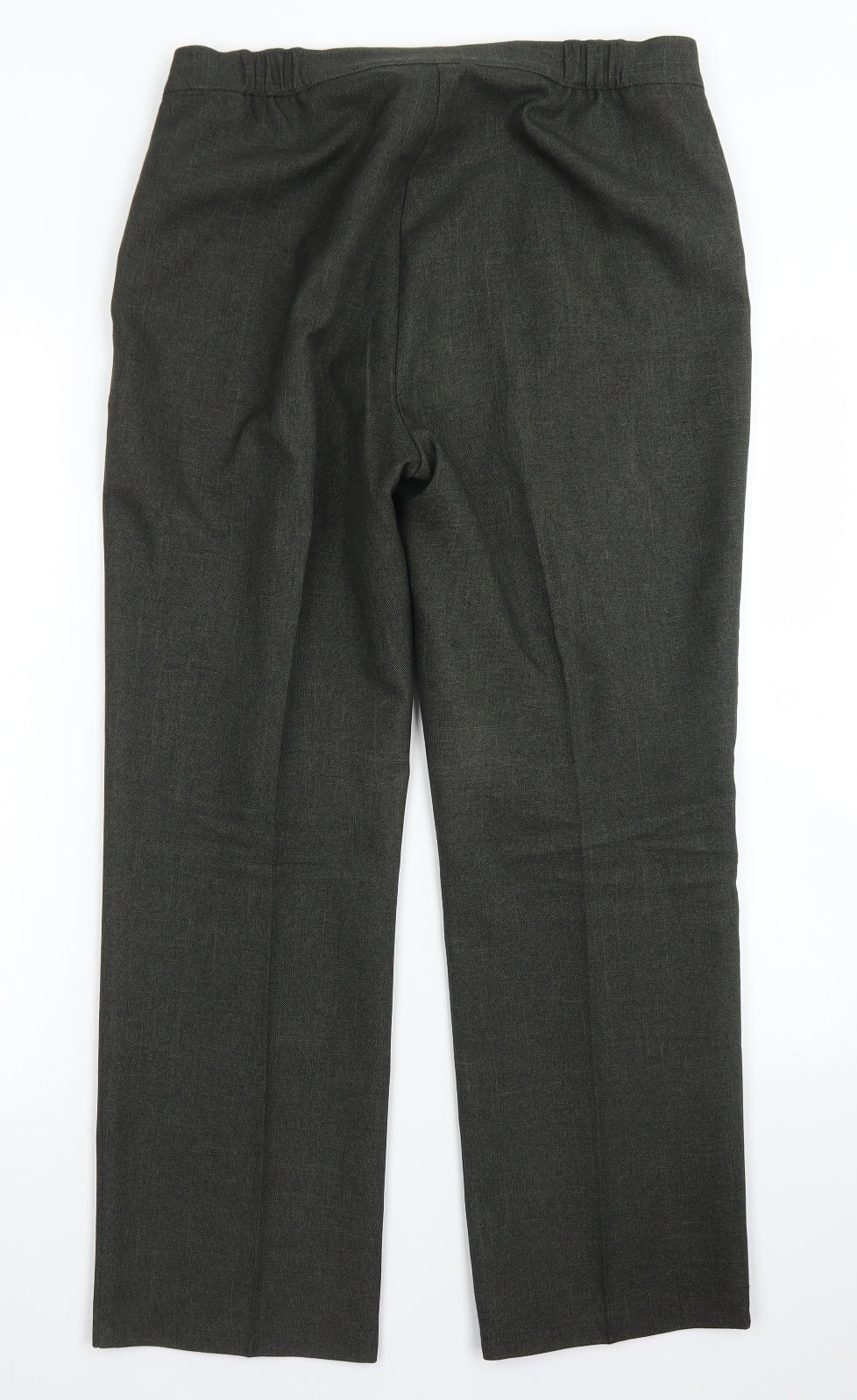 M&S Classic Womens Green  Polyester Dress Pants Trousers Size 14 L26 in Regular Button