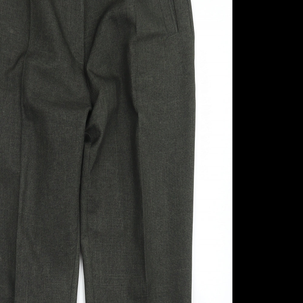 M&S Classic Womens Green  Polyester Dress Pants Trousers Size 14 L26 in Regular Button