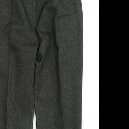 M&S Classic Womens Green  Polyester Dress Pants Trousers Size 14 L26 in Regular Button