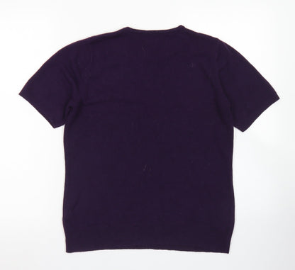 hs Womens Purple Crew Neck  Acrylic Pullover Jumper Size 14