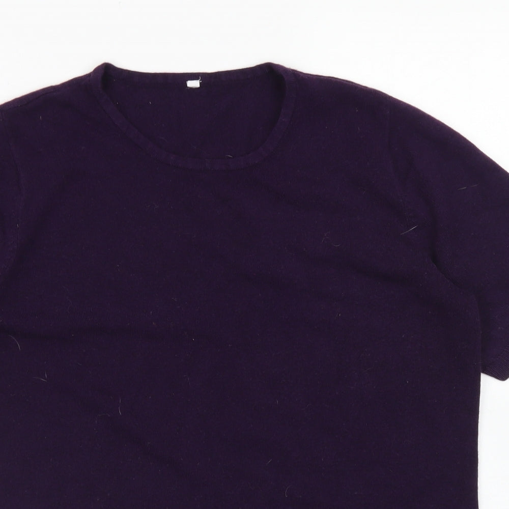 hs Womens Purple Crew Neck  Acrylic Pullover Jumper Size 14