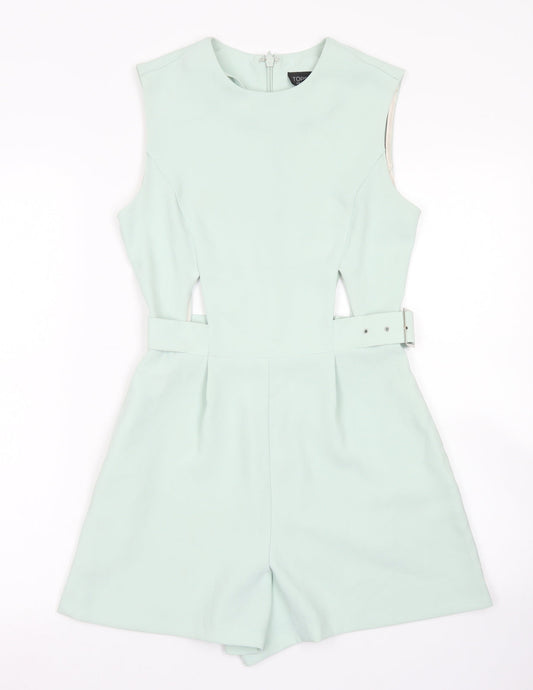 Topshop Womens Blue  Polyester Playsuit One-Piece Size 4  Zip - cut outs