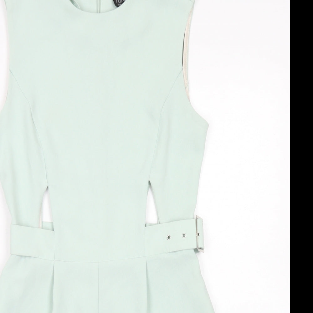 Topshop Womens Blue  Polyester Playsuit One-Piece Size 4  Zip - cut outs