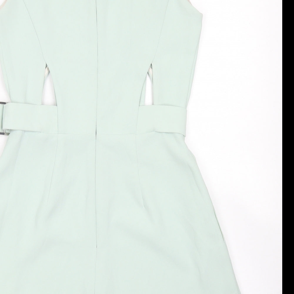 Topshop Womens Blue  Polyester Playsuit One-Piece Size 4  Zip - cut outs