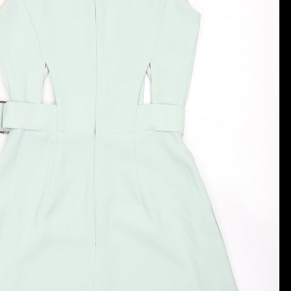 Topshop Womens Blue  Polyester Playsuit One-Piece Size 4  Zip - cut outs