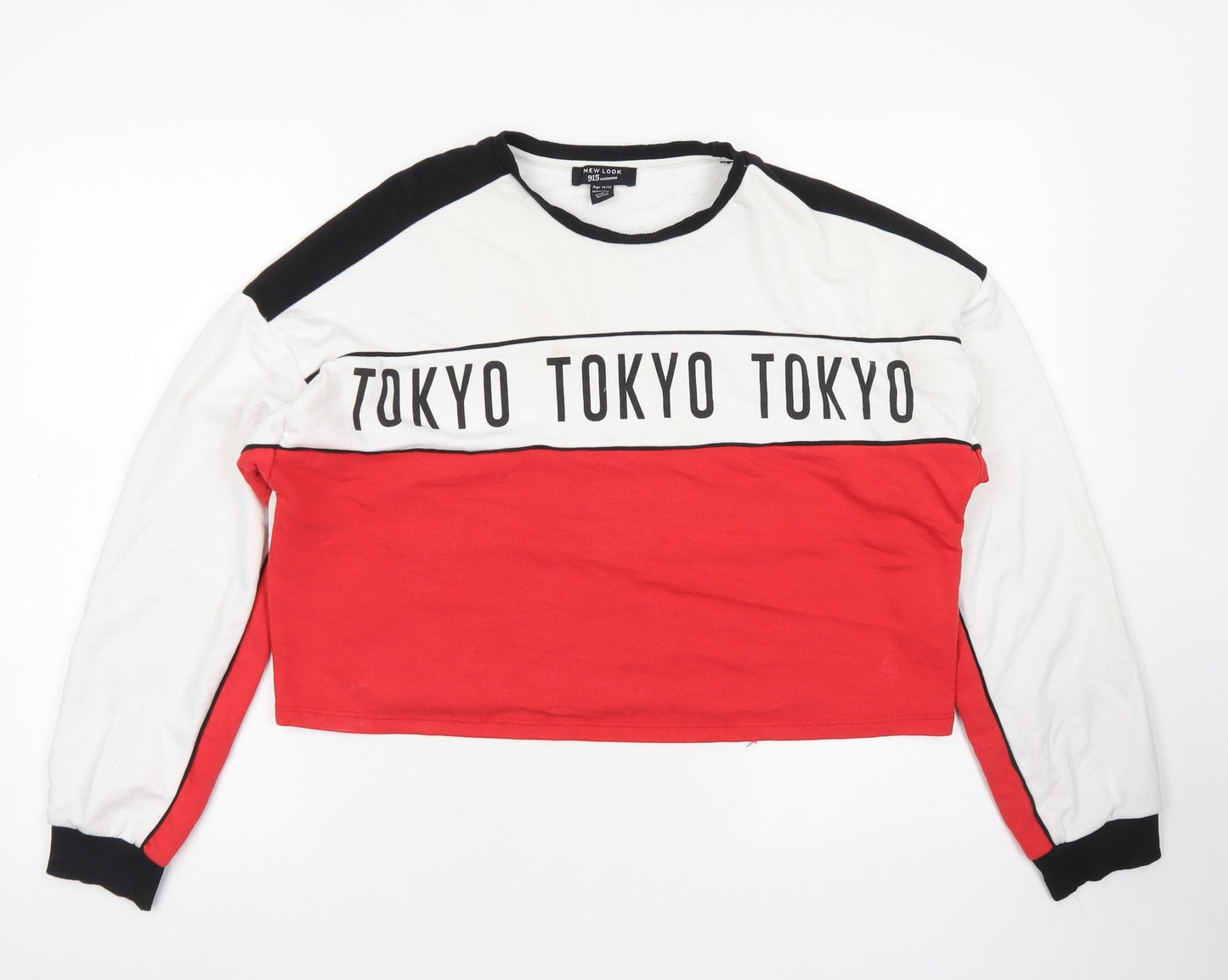 915 Generation Girls Red Colourblock Cotton Pullover Sweatshirt Size 14-15 Years   - Croppeed