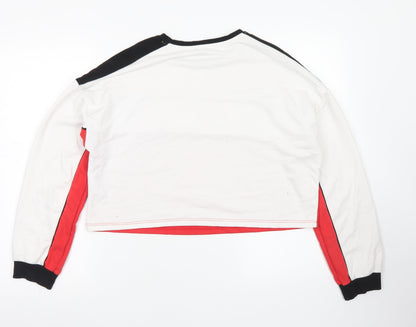 915 Generation Girls Red Colourblock Cotton Pullover Sweatshirt Size 14-15 Years   - Croppeed
