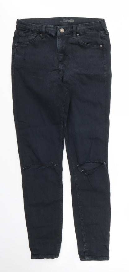 Topshop Womens Black  Cotton Skinny Jeans Size 28 in L27 in Regular Zip