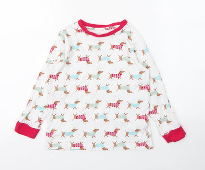 Matalan Girls White Solid Cotton Top Pyjama Top Size 7 Years   - Christmas