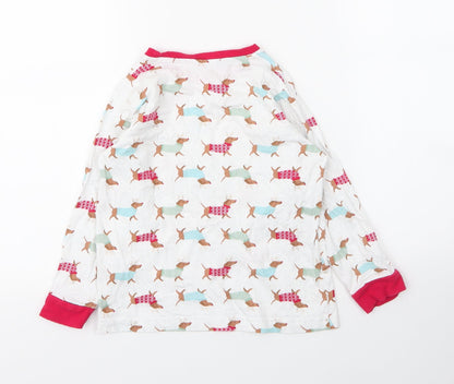 Matalan Girls White Solid Cotton Top Pyjama Top Size 7 Years   - Christmas