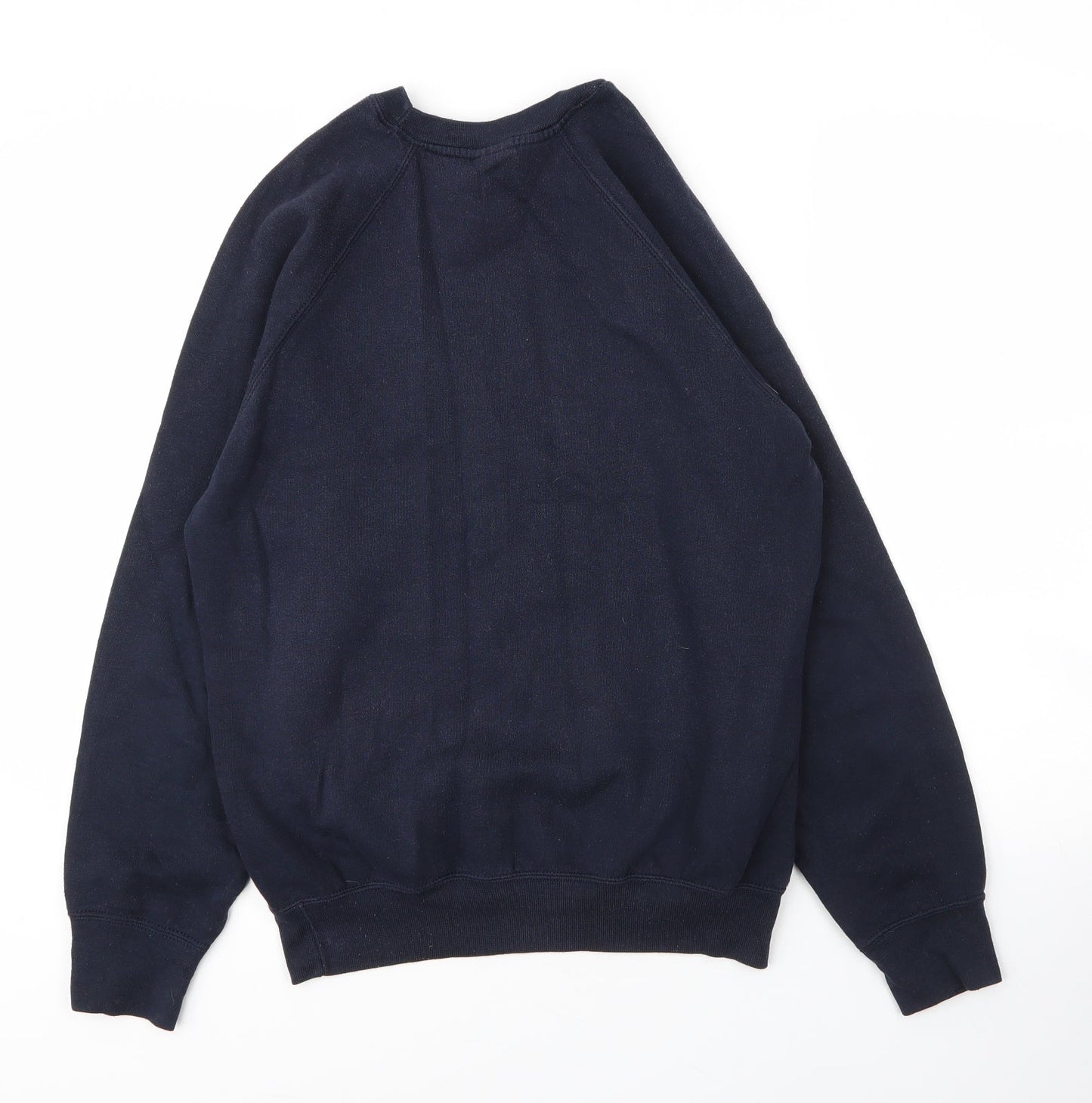 Russell Mens Blue Round Neck  Cotton Pullover Jumper Size S