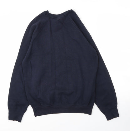 Russell Mens Blue Round Neck  Cotton Pullover Jumper Size S
