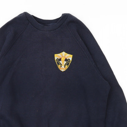Russell Mens Blue Round Neck  Cotton Pullover Jumper Size S