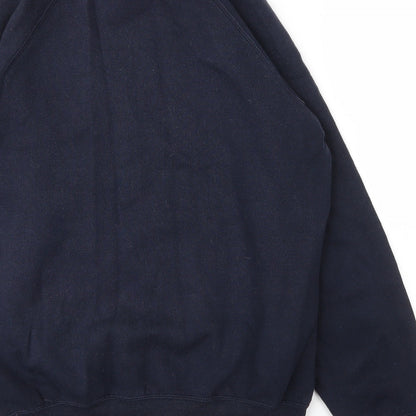 Russell Mens Blue Round Neck  Cotton Pullover Jumper Size S