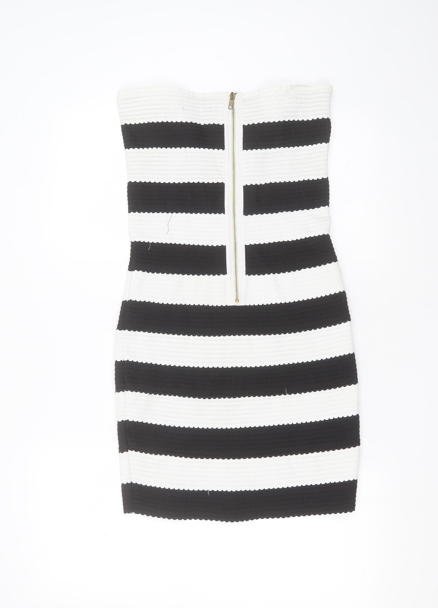 New Look Womens Black Striped Polyester Mini  Size 12  Sweetheart