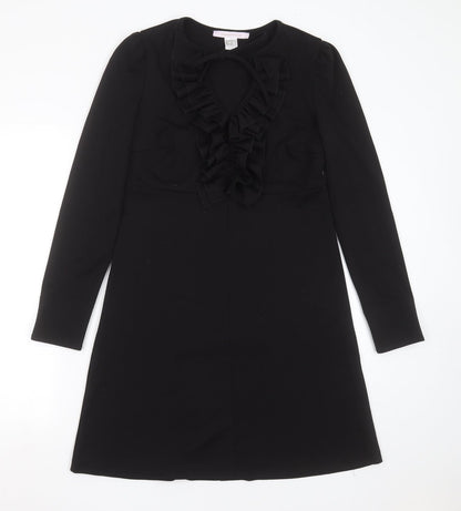 Mademoiselle R Womens Black  Polyester A-Line  Size 10  Round Neck  - ruffle detail