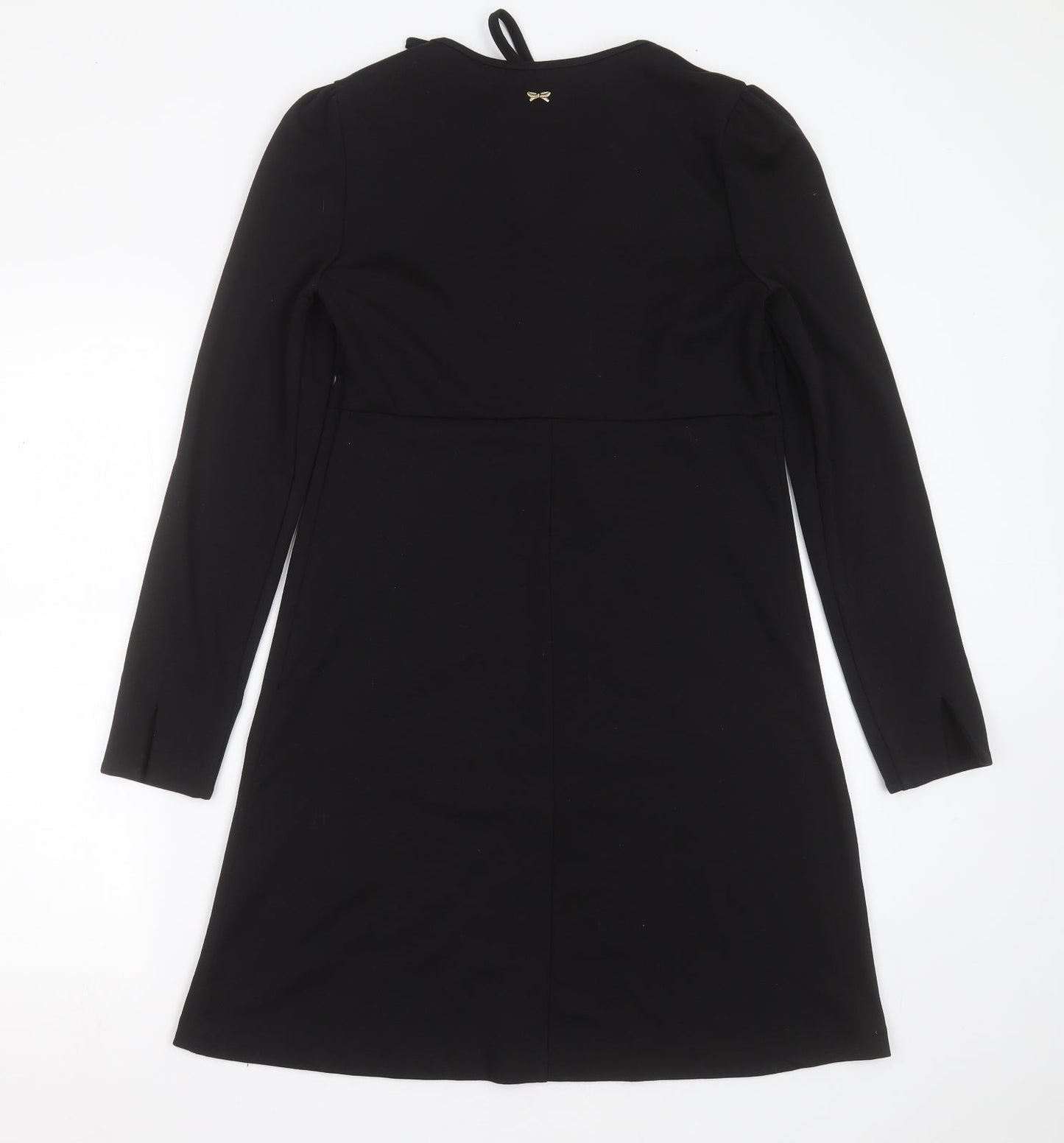 Mademoiselle R Womens Black  Polyester A-Line  Size 10  Round Neck  - ruffle detail
