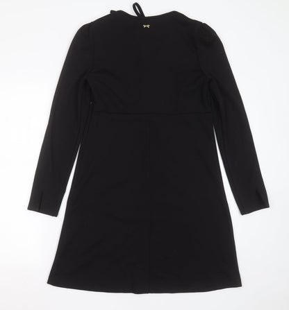 Mademoiselle R Womens Black  Polyester A-Line  Size 10  Round Neck  - ruffle detail