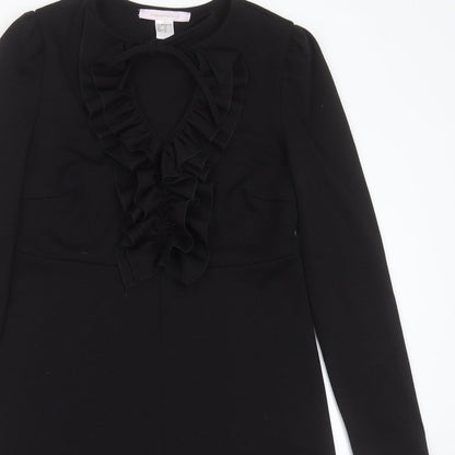 Mademoiselle R Womens Black  Polyester A-Line  Size 10  Round Neck  - ruffle detail