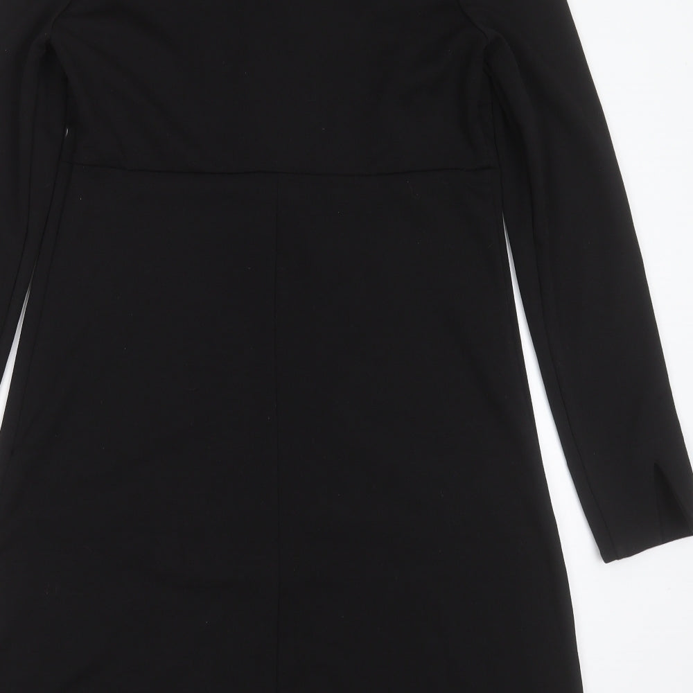 Mademoiselle R Womens Black  Polyester A-Line  Size 10  Round Neck  - ruffle detail