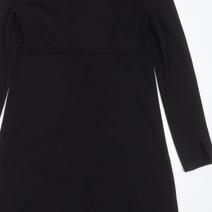 Mademoiselle R Womens Black  Polyester A-Line  Size 10  Round Neck  - ruffle detail