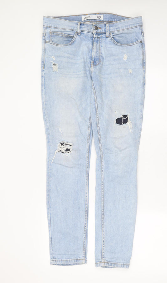 Burton Mens Blue  Cotton Skinny Jeans Size 32 in L32 in Regular Zip