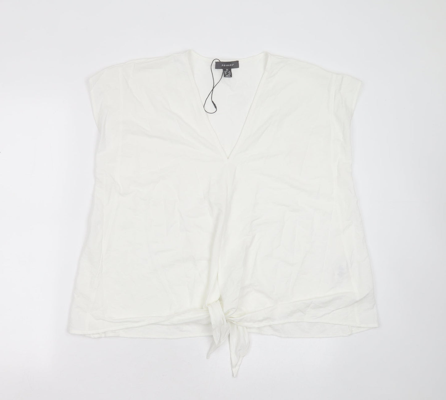 Primark Womens White  Viscose Basic Blouse Size XS V-Neck