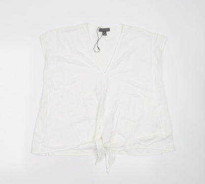 Primark Womens White  Viscose Basic Blouse Size XS V-Neck