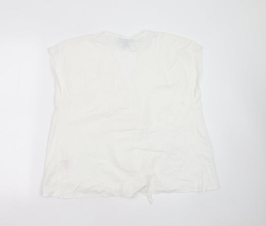 Primark Womens White  Viscose Basic Blouse Size XS V-Neck